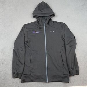 Oakley Jacket Mens XL Black Performance Full Zip Hooded Enhanced Technical Grid